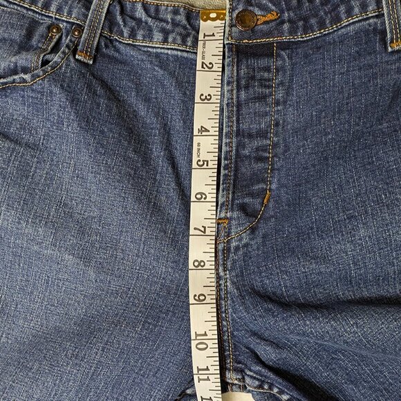 Levi Strauss Denim Jeans Juniors 17 Button Fly Stretch Low Rise Flare Med Wash - Picture 10 of 15